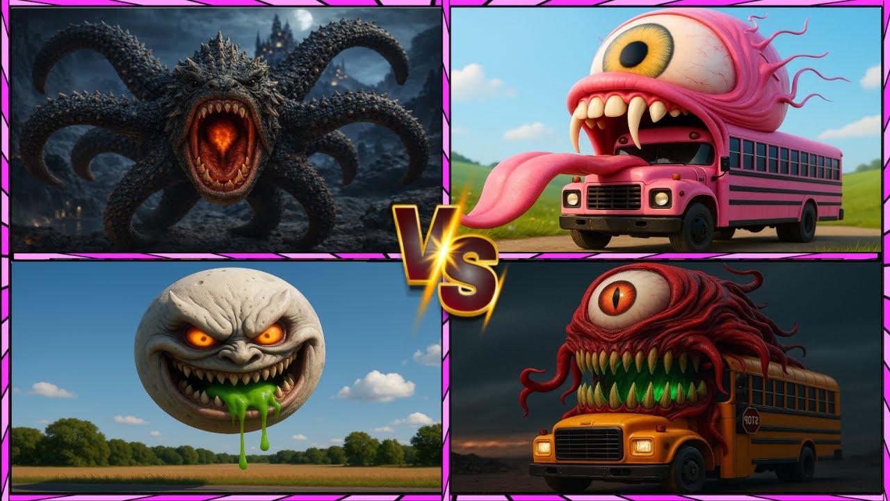 🚂👀😱 Hungry Star 😱🆚 Pinki Bus Eater 😱🆚 Lunar Moon 🆚 Red Head Bus Eater- Coffin Dance Song🎶