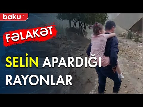Qərb rayonlarında güclü sel baş verib - Baku TV