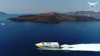 Aerial (drone) video - Super Express sailing from Santorini !