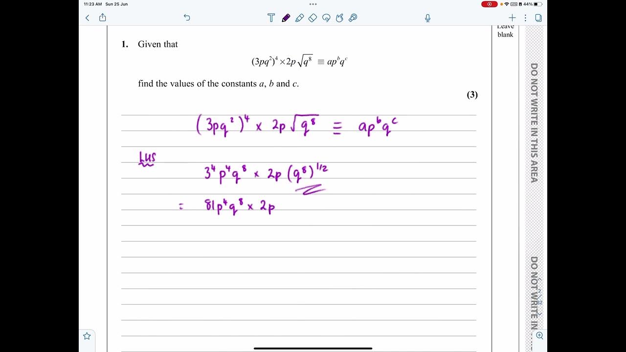 IAL Edexcel, Oct 2020, P1, Q1,Algebraic Expressions, Index Laws, Pure