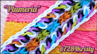 Plumeria Rainbow Loom Bracelet Tutorial (5 bars wide)