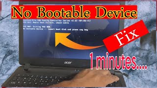 No Bootable Device fixed in 1mint.........#nobootabledevice #fixed #laptop