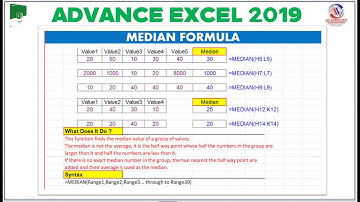 Excel MEDIAN Function || MEDIAN function in Excel 2019