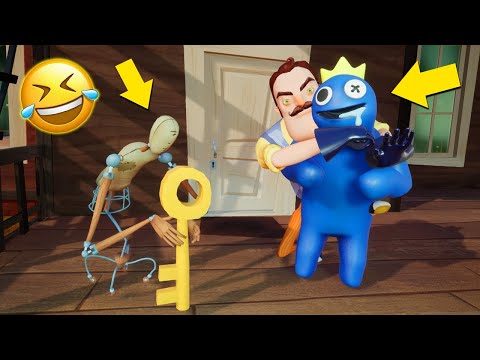 Komik Blue Monsteri Bıyıklı Çatıya Hapsetmiş, Hello Neighbor Mod