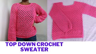 How to make a topdown sweater with the granny stitch