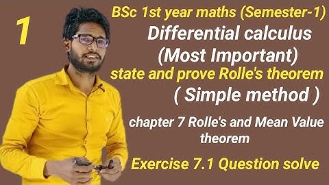 BSc first year Maths Semester 1st | state and prove Rolle