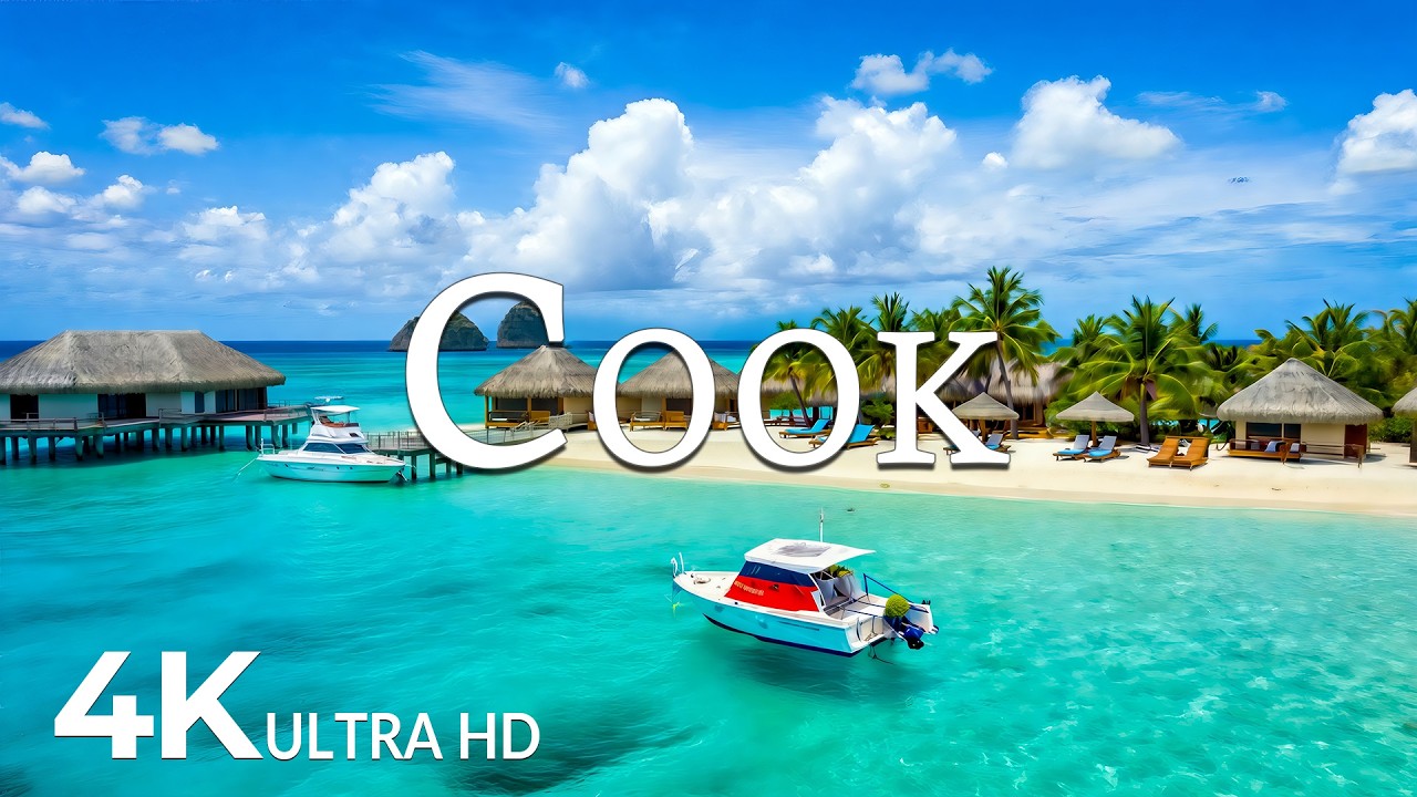 FLYING OVER COOK ISLAND (4K UHD) – Soothing Music Along With Beautiful Nature Video - 4K Video UHD