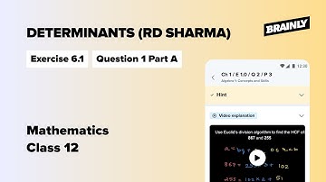 RD Sharma| Determinants |Class 12| Exercise 6.1| Question 1| Part A