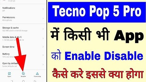 Tecno Pop 5 pro me app disable enable kaise kare।how to enable disable app in tecno pop 5 pro