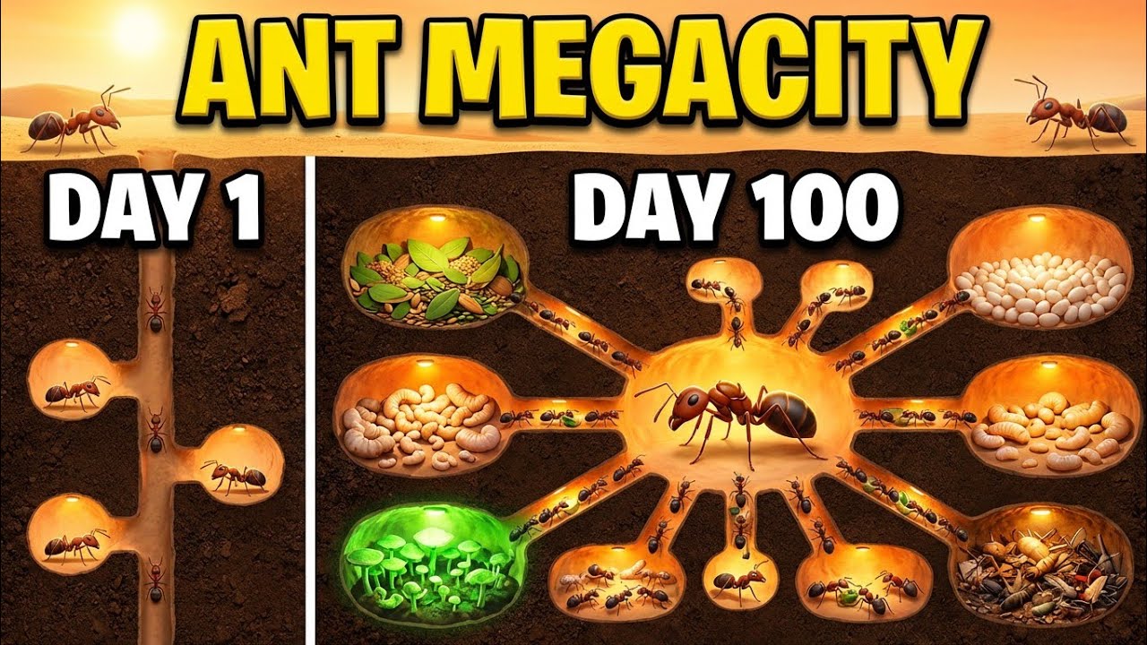 100 Days in an Ant MegaCity – Underground Ant Colony Simulator🐜 - YouTube