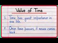 Essay on value of time 10 lines  value of time essay in english  value of time speech