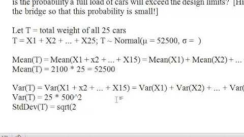 Linear Combinations of Random Varibles: Sample Problem