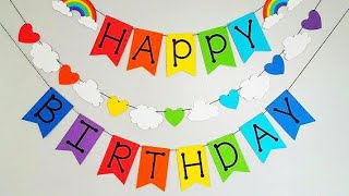 Beautiful Happy Birthday Banner Making Idea • Birthday Decoration Idea • birthday decoration at home