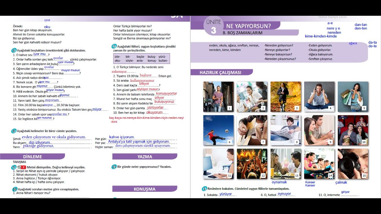 11.Ders A1 İstanbul Kitabı -ÜNİTE 3B  المستوى الأول لتعلم اللغة التركية A1 : الدرس الحادي عشر
