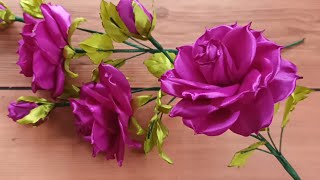 Bunga Mawar Violet || Tutorial Membuat Bunga Dari Pita Satin || DIY