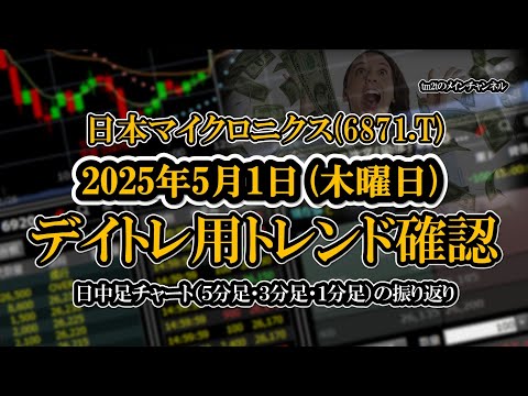 2025-05-01 ：日本マイクロニクス(6871.T)　日中足株価チャート（５分足・３分足・１分足）