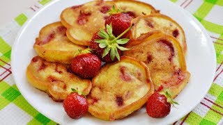 Клубничные оладьи\ Оладьи с КЛУБНИКОЙ -  вкусные,  превкусные!