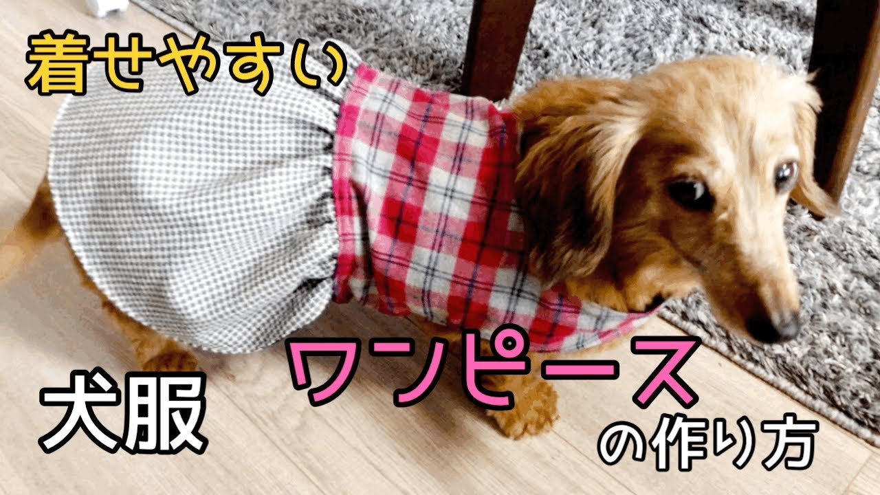 み犬服ハンドメイドワンピース 犬服 平らなワンコ服の作り方 dog clothes ハンドメイド