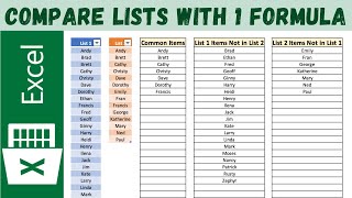 Compare Two Lists and Find Matches & Differences with 1 Formula - Excel Magic Trick screenshot 1