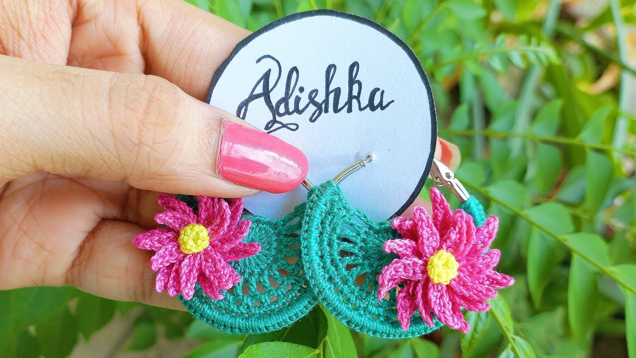 How to make Stylish Crochet Flower Hoop Earrings | EASY, SIMPLE AND CUTE | STEP BY STEP TUTORIAL