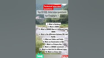 Top 10 important SQL interview questions #shorts #shortsvideo #ytshorts #sqlqueries