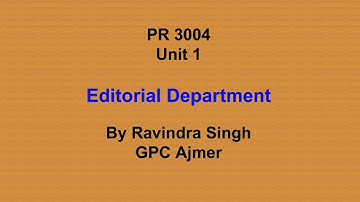PR 3004 | Unit 1 | Editorial Department | Ravindra Singh | GPC Ajmer