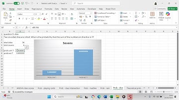 Use Excel to calculate the probability of rolling dice