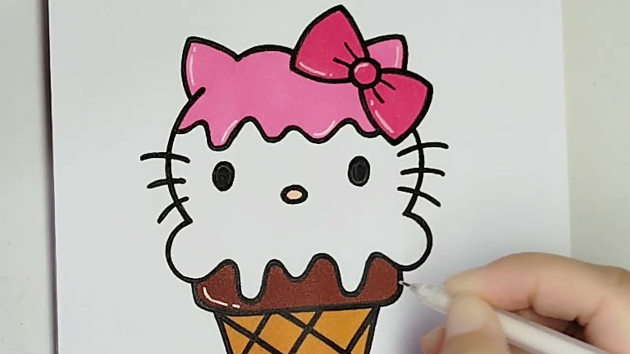 Sweet Hello Kitty ice cream coloring / ASMR / ASMR Coloring