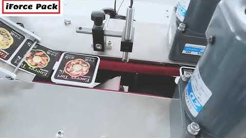 Automatic Thai food box tray two sides top bottom labeling machine label applicator line