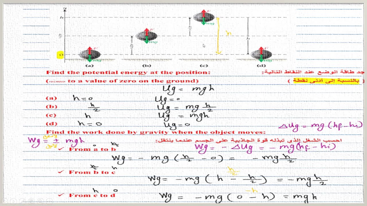 حل مسائل طاقة الوضع بالكامل | فيزياء الصف 11 متقدم الإمارات(2)