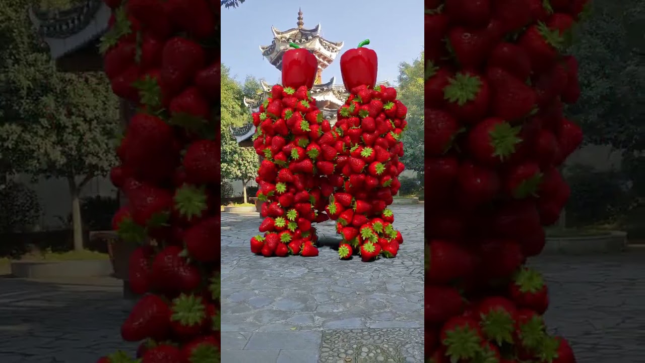 Vegetable characters walk and touch vegetables