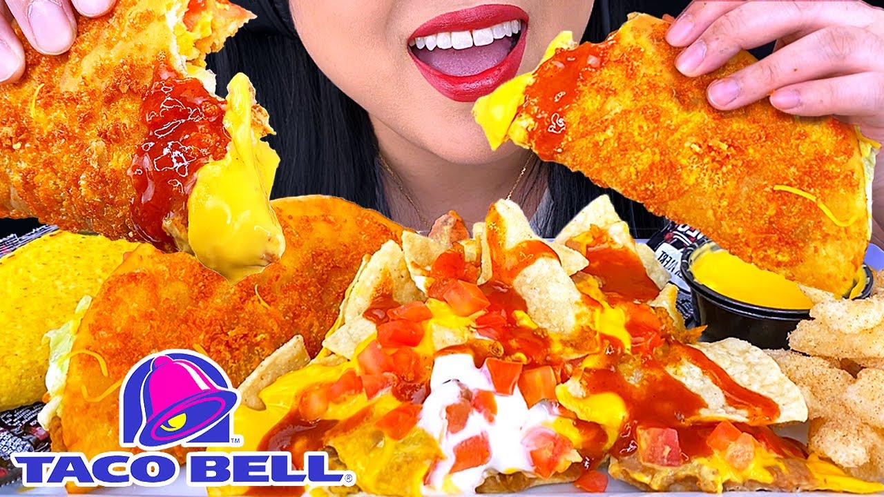 ASMR CHEESY CHEDDAR CHALUPA, CRUNCHY TACOS, NACHO BELL GRANDE (MUKBANG) ASMR Phan