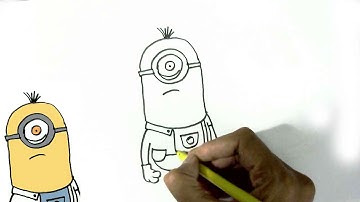 How to draw Minion- Stuart- in easy steps for children. beginners