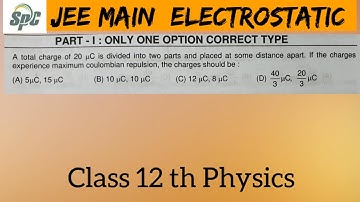 A total charge of 20 microC is divided into two parts and placed at some distance apart . If the cha