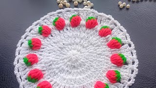Crochet Strawberry table mat tutorial 💖 part -2