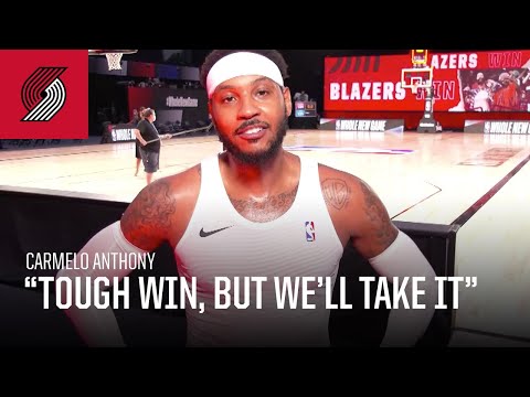 Carmelo Anthony: "Tough win, but we'll take it" | Trail Blazers vs. 76ers