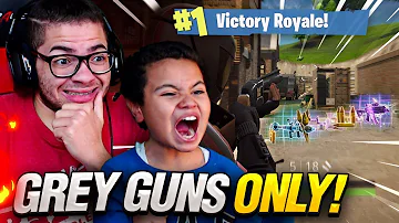 OMG GREY GUNS *ONLY* CHALLENGE WITH 9 YEAR OLD BROTHER in Fortnite: Battle Royale! (HARD)