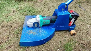 battery grinder turned into a homemade lawn mower