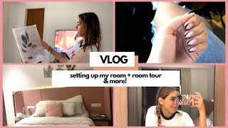 vlog || setting up my room + room tour & more!