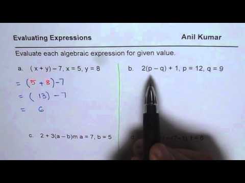 Evaluate Algebraic Expression