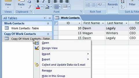 Delete a Table in Access 2007