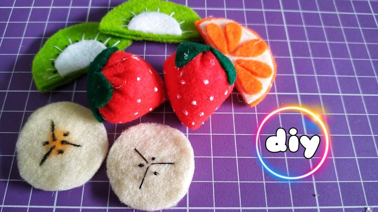 Cara membuat topping buah  dari  kain flanel  felt fruits 