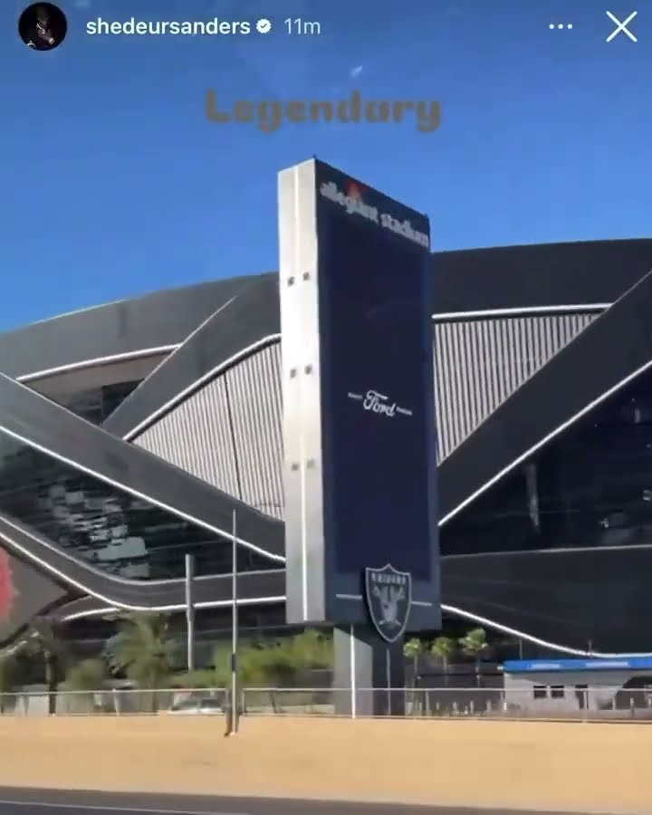 Shedeur Sanders posted this on his story when passing the Raiders’ stadium ?