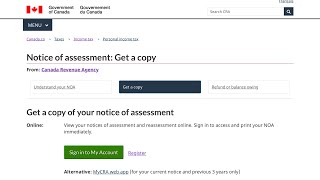 How do I get my Notice of Assessment from CRA? Canada Revenue Agency