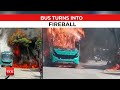 Indore Petrol Pump Explosion: Man engulfed in flames while filling bus with fuel