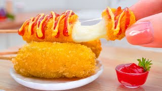 Satisfying Miniature Korean Cheese Hotdog Tutorial 🧀 Best of Mini Yummy Cheese Corn Dog Idea