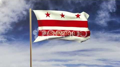 Washington Dc Flag With Title Waving In The Wind. Looping Sun Rises Style