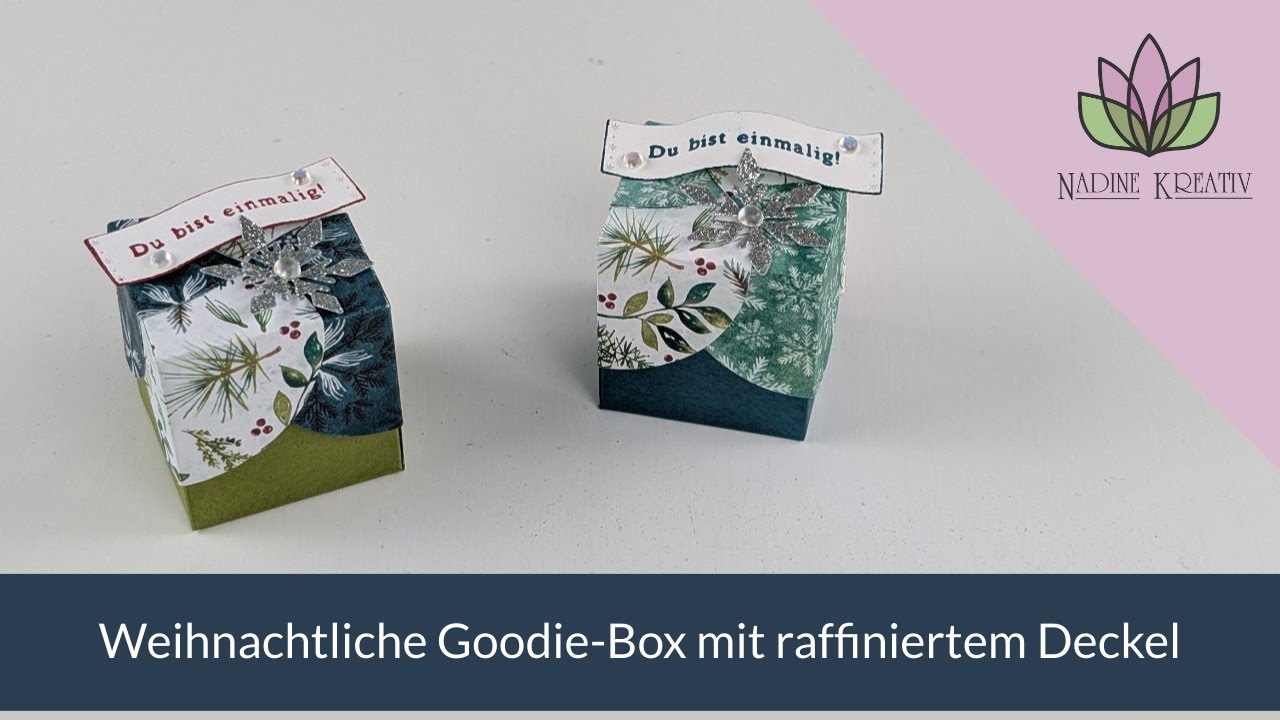 Bastelanleitung Weihnachtliche Goodie-Box mit raffiniertem Deckel - Stampin' Up! Verpackung basteln