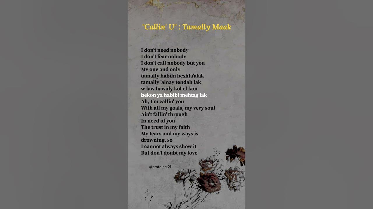 Callin' U : Tamally Maak lyrics - Elyanna ‪‎⁨#lyrics #callinu #elyanna #trending #song