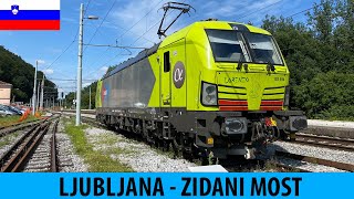 CAB RIDE VECTRON Ljubljana Zalog - Zidani Most (Slovenia) train driver's view